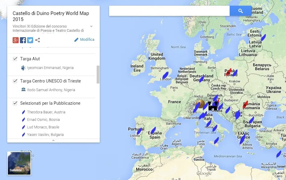 Castello di DUino Poetry World Map 2015